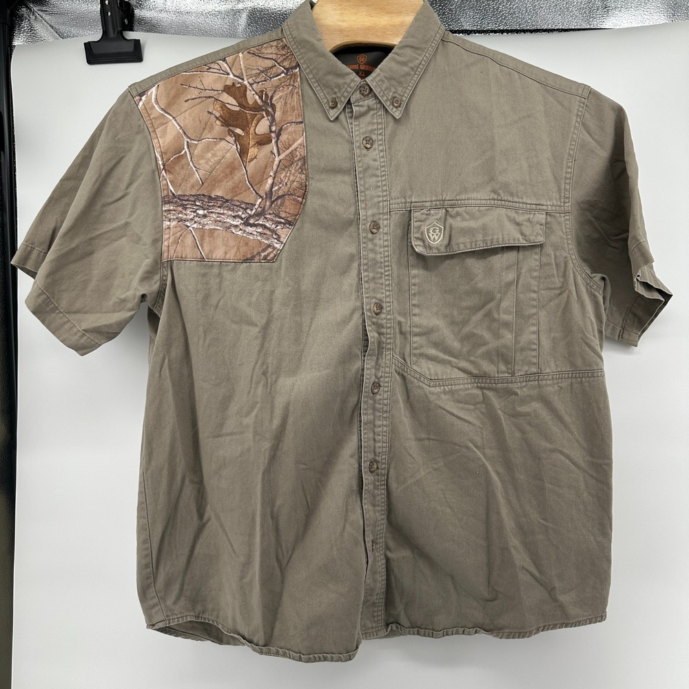 Game Winner Button Dn Shirt Men's XL Hunting Shooting Short Sleeve Camo Shoulder